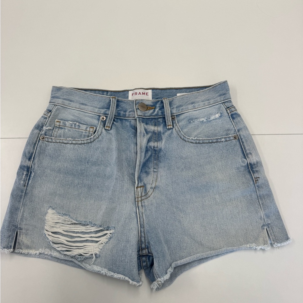 FRAME Re-Release Le Original Short | Light Wash Distressed Jean Shorts